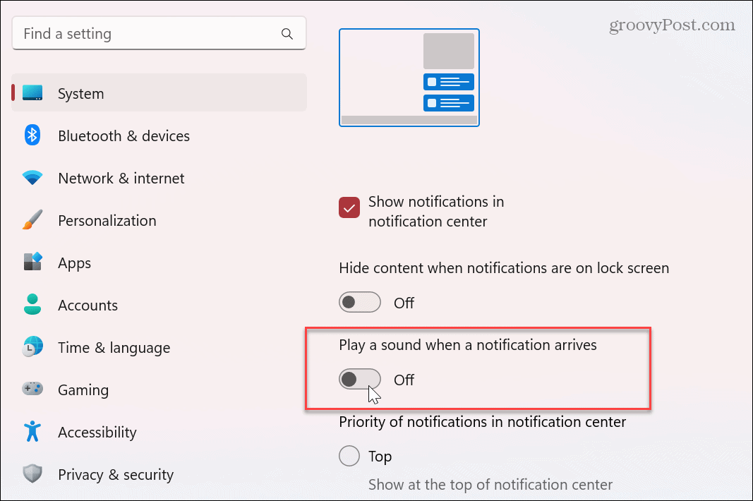 Išjunkite programų pranešimų garsus sistemoje „Windows“.