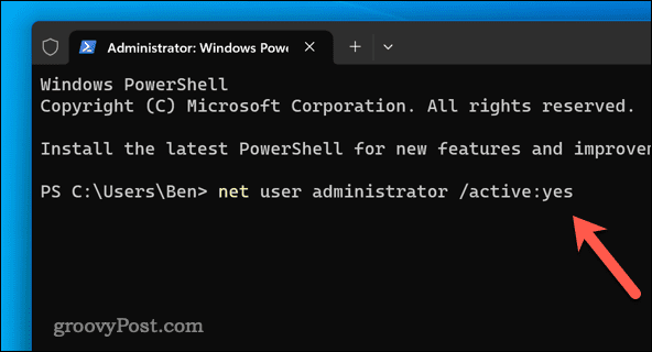 Įgalinti administratorių sistemoje „Windows 11“.