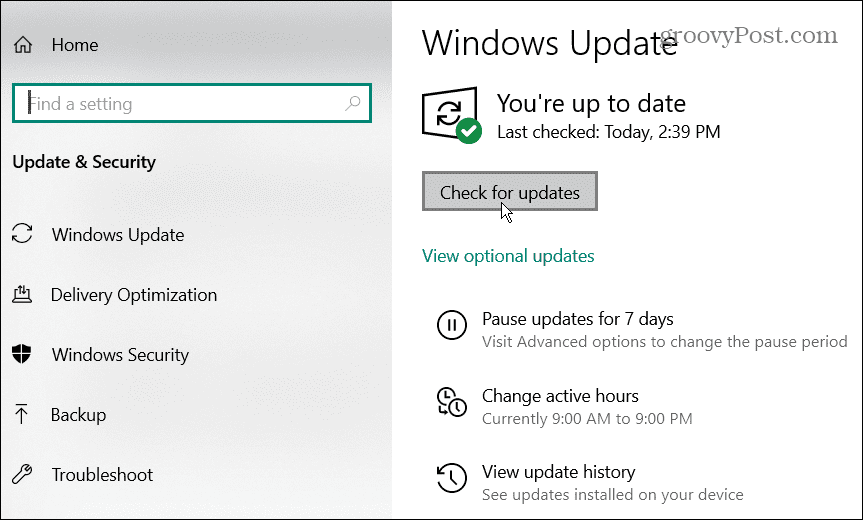 „Windows“ naujinimas „Windows 10“.