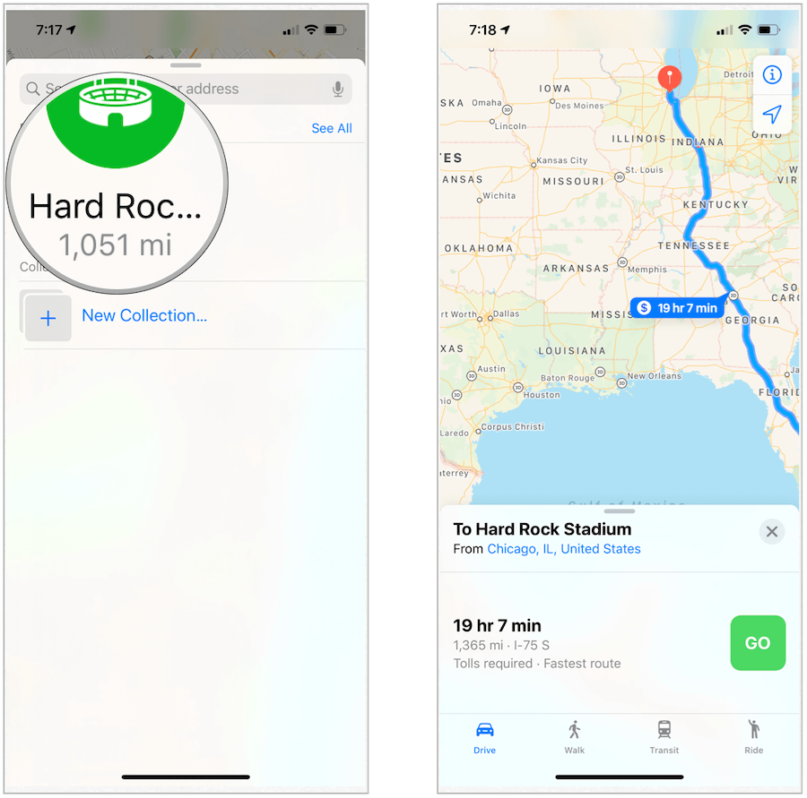 „Apple Maps“ maršrutas į mėgstamiausius