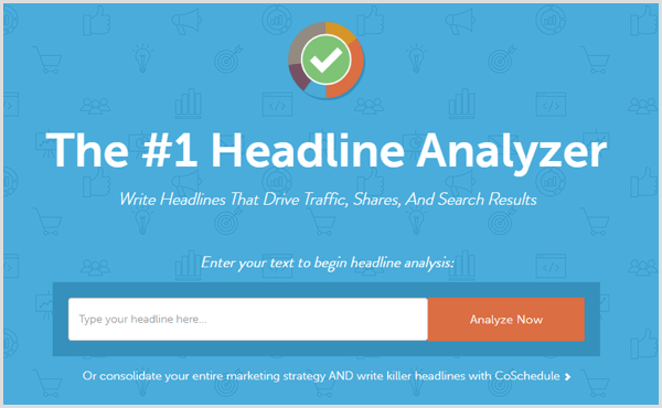 „CoSchedule Headline Analyzer“ paieškos laukelis