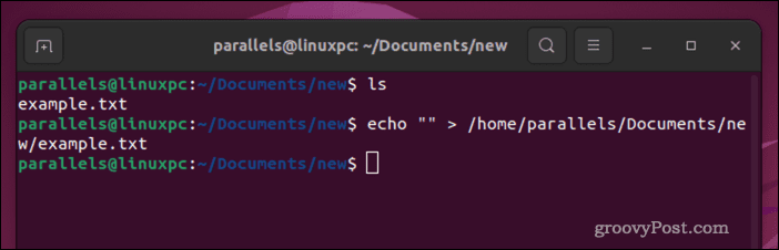 Išvalykite „Linux“ failą naudodami „echo“.