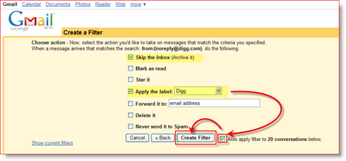 Sukurkite „Gmail“ filtro veiksmų taisykles