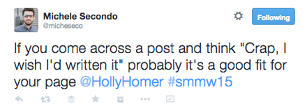 tweetas iš holly homer smmw15 pristatymo