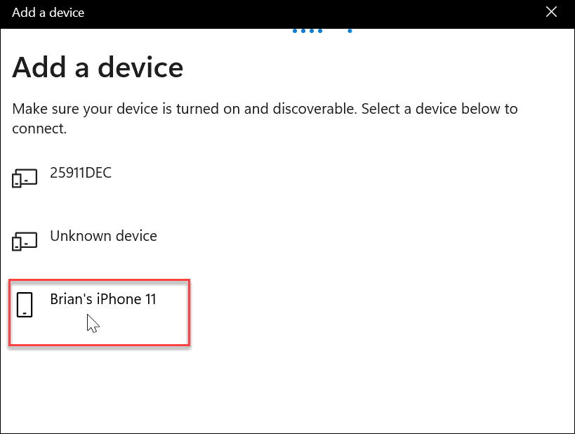 pasirinkite „Bluetooth iPhone“, naudokite dinaminį užraktą „Windows 11“.
