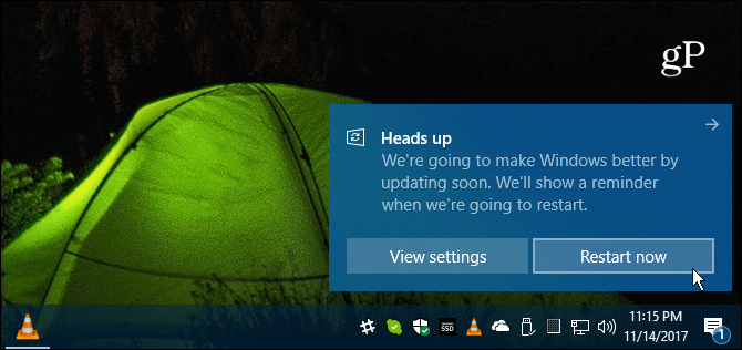 „Windows 10“ iš naujo paleistas pranešimas