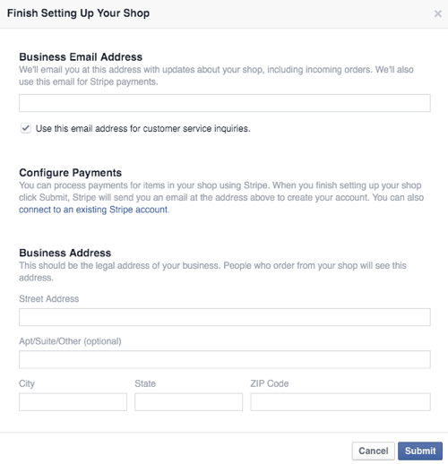 sukonfigūruokite „Facebook“ parduotuvės verslą ir išsamią mokėjimo informaciją