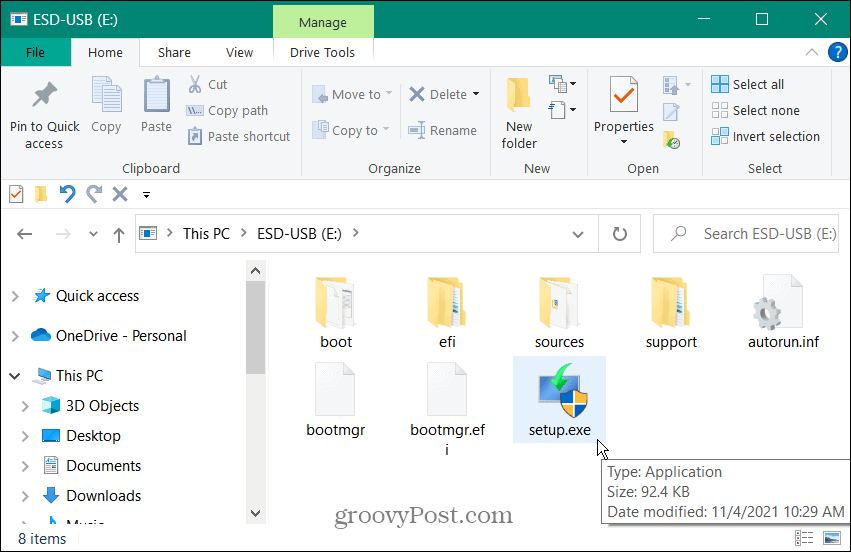Windows 11 USB atmintinė