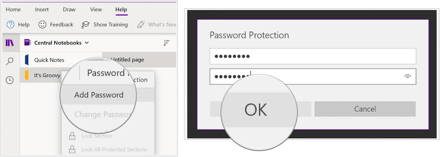 Apsaugokite „One Note“ slaptažodžiu