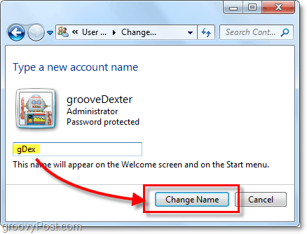 sukurti naują „Windows 7“ paskyros pavadinimą