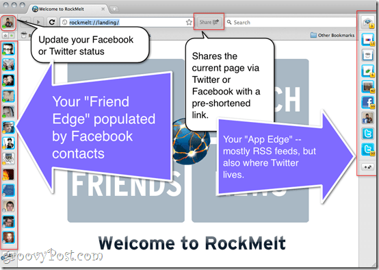 „RockMelt“ apžvalga - socialinės žiniasklaidos interneto naršyklė