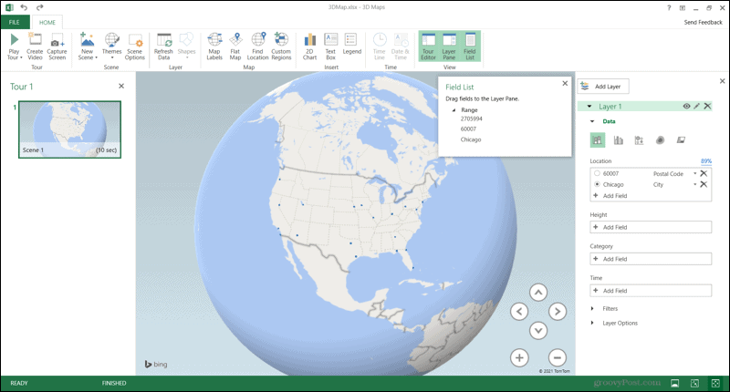 3D žemėlapiai „Excel“
