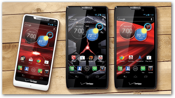 „Motorola RAZR HD“, „RAZR HD Maxx“ ir „Razr M“ „Verizon“