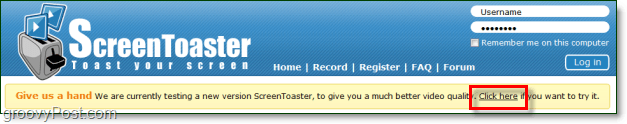 nemokamai naudokite „screentoaster“ beta versiją