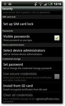 "Android" PIN kodas nustatyti SIM kortelės užraktas