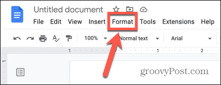 google docs formatavimo meniu