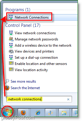 „Windows 7“ atidarykite tinklo jungčių dialogą