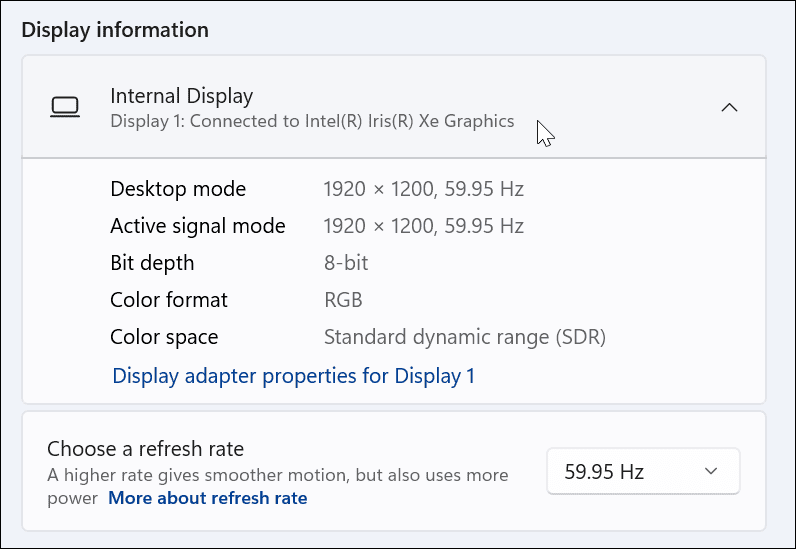 Patikrinkite savo vaizdo plokštę sistemoje „Windows 11“.