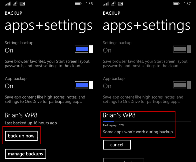 „Windows Phone 8.1“ patarimas: rankiniu būdu sukurkite savo telefono duomenų atsargines kopijas