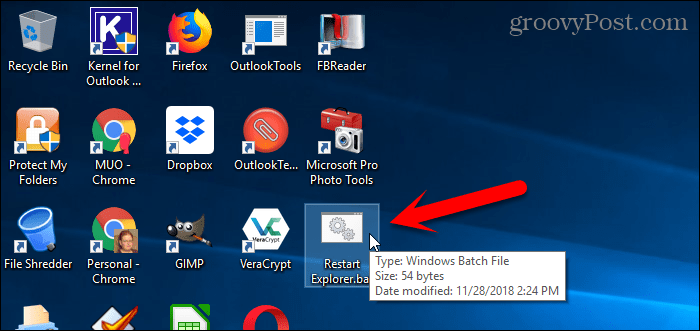 Paleiskite paketinį failą „Windows 10“ darbalaukyje