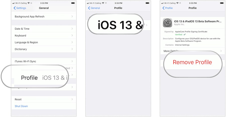 Nuotolinis „iOS 13“ profilis