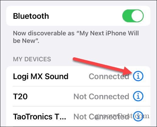 pakeisti „Bluetooth“ pavadinimą „iPhone“.