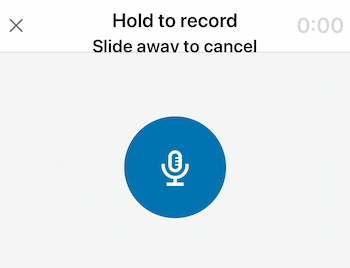 mikrofono piktograma, skirta įrašyti „LinkedIn“ garso pranešimą