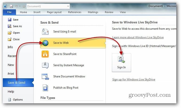 Kaip susieti tinklo diską su „Windows Live Skydrive“ naudojant „Office 2010“