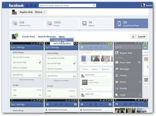 „facebook“ nuotraukų sinchronizavimas sinchronizuotas iš telefono
