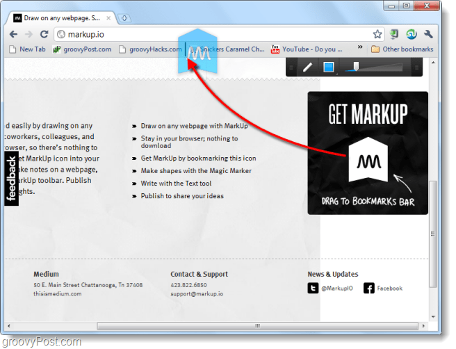 Ekranuokite svetaines ir pieškite jas naudodamiesi „Markup.io“