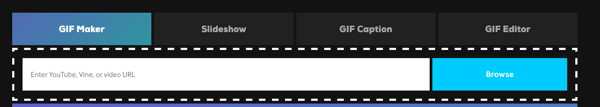 Norėdami sukurti GIF sistemoje „Giphy“, pasirinkite „GIF Maker“ arba „Slideshow“.