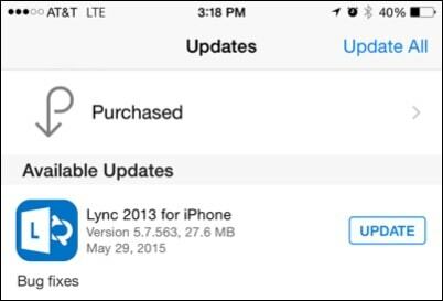 „Lync“, skirta „iPhone“ atnaujinimui