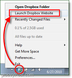 paleiskite „dropbox“ svetainės „Windows 7“