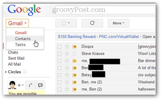 importuoti kelis kontaktus iš „Gmail“