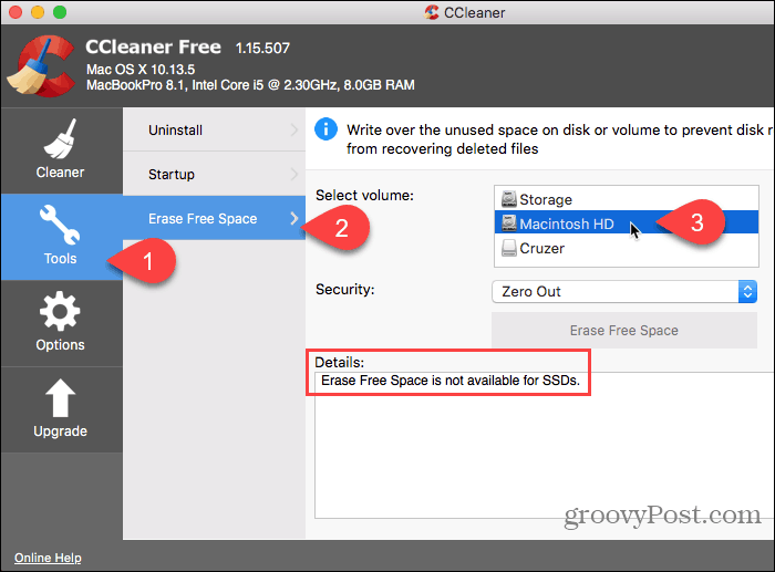 Ištrinkite laisvą vietą „CCleaner“