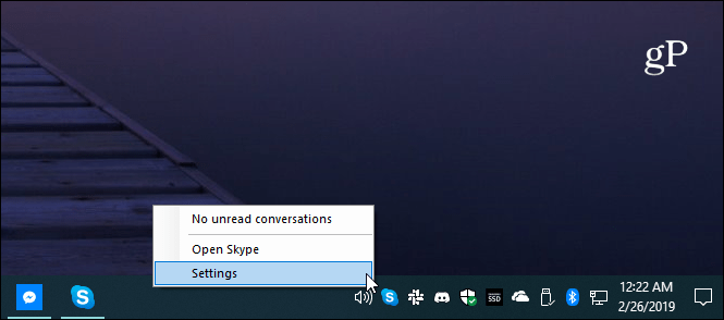 „Skype“ nustatymų sistemos dėklas