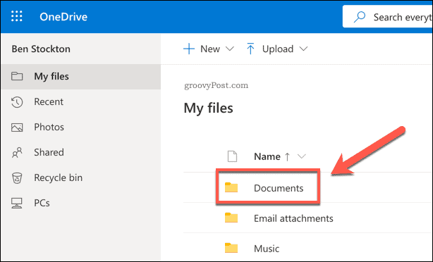 „OneDrive“ dokumentų aplankas