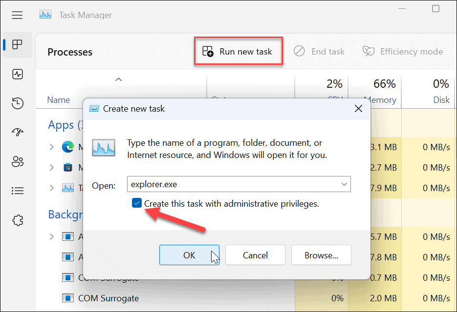 paleiskite „Windows 11“ failų naršyklę kaip administratorių