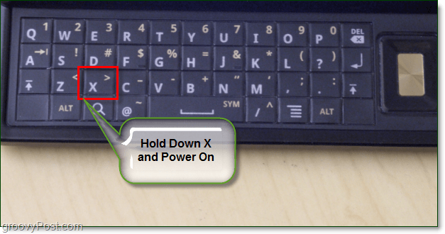 „droid“ klaviatūra, laikykite nuspaudę x ir įjunkite