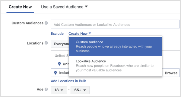 „Facebook“ skelbimų tvarkyklė sukuria pasirinktinę auditoriją nustatydami skelbimą