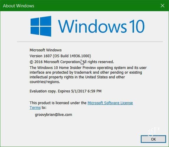 „Microsoft“ išleido „Windows 10 Insider Preview Build 14936“