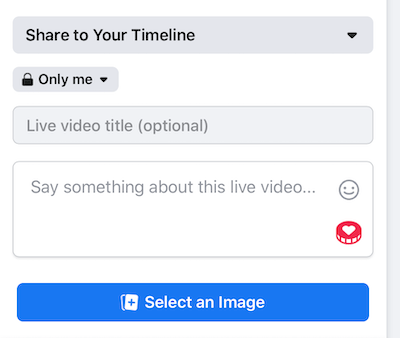 nustatykite „Facebook Live“ srautą į „Only Me“ privatumo nustatymą