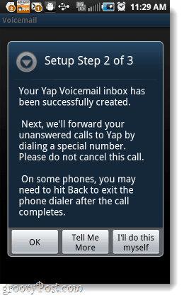 Nustatykite „Yap Voicemail“ 2 veiksmą