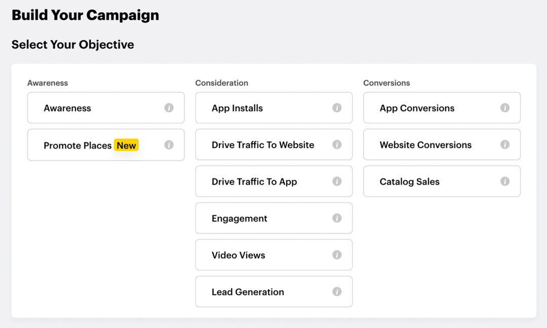 pasirinkite „Snapchat Instant Create“ kampanijos tikslą
