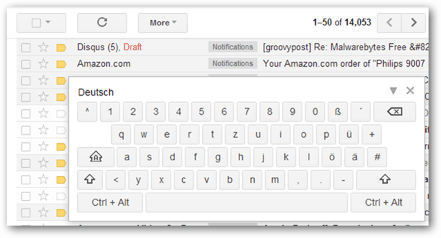 „Gmail“ ekrano klaviatūra