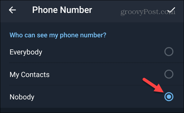 Niekas nemato mano telefono numerio „Telegram“ sistemoje „Android“.