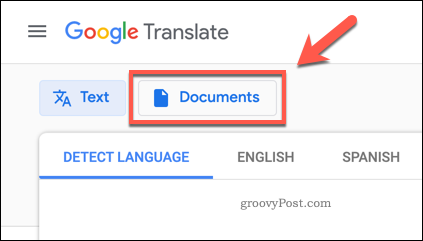 Mygtukas „Google Translate“ dokumentai