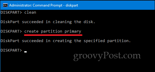 „DiskPart Windows 10“ komandinė eilutė