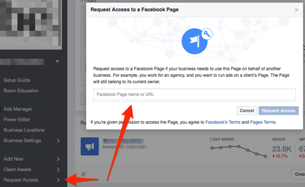 „facebook“ prašymas suteikti prieigą prie puslapio