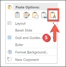 Įklijuoti kaip tekstą tik „PowerPoint“